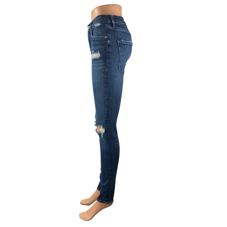 Agolde Sophie Women's Blue Mid Rise Distressed Slim Skinny Denim Jeans Size 26