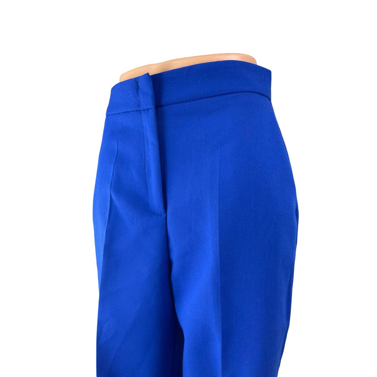 Zara Women's Blue High Waisted Straight Leg Slim Fit Trousers Dress Pants Size S