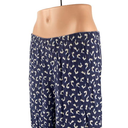 Women's Navy Blue Graphic Cat Print High Rise Palazzo Wide Leg Trousers Pants S