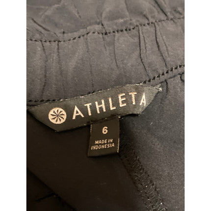 Athleta Skyline Women's Black High Waisted Pleated Paperbag Mini Shorts Size 6