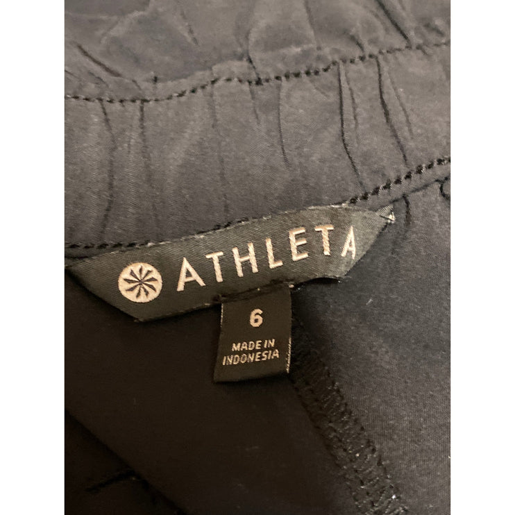 Athleta Skyline Women's Black High Waisted Pleated Paperbag Mini Shorts Size 6