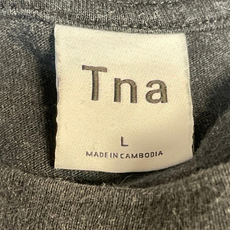 Aritzia TNA Women's Gray Long Sleeve Cropped Crew Neck Pullover Sweatshirt Top L
