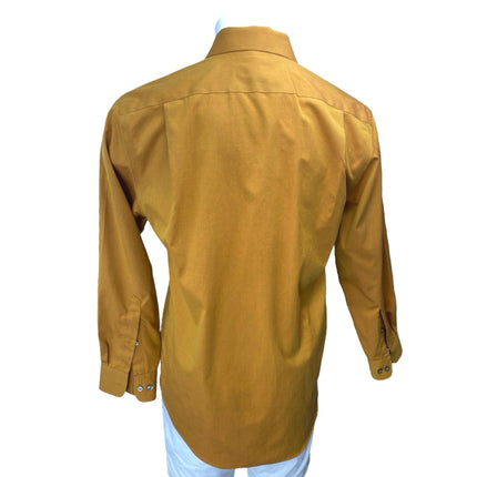Pronto Uomo Men Mustard Yellow Non Iron Long Sleeve Button Up Dress Shirt Top 16