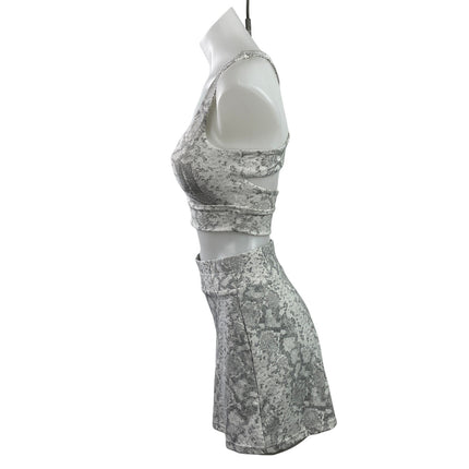 Wiskii Women's Gray Sleeveless Rhinestone Logo Crop Top & Mini Skirt Set Size S