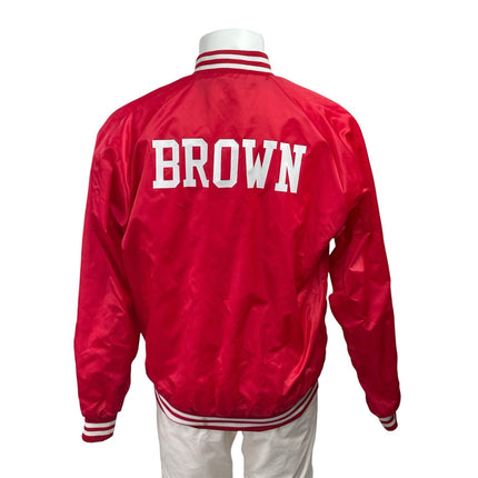 St. Louis Cardinal Brown Red Sriped Trim Long Sleeve Bomber Coat Jacket Size M