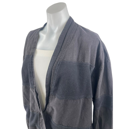 Blair Sport Women's Black Corduroy Patchworks Button Cardigan Sweater Top Size L