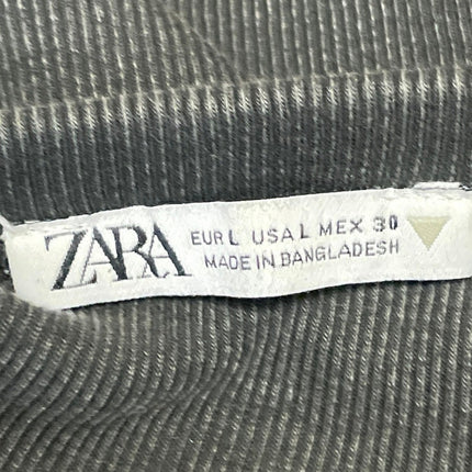 Zara Womens Black Ribbed Knit Crewneck Long Sleeve Pullover Sweater Top Size L