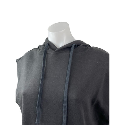 No Boundaries Women's Black Sleeveless Hoodie Hooded Oversized Sweatshirt Top L