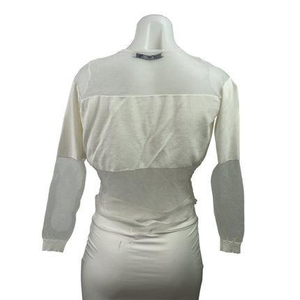 Zara Knit Womens White Sheer Mesh Long Sleeve Bandeau Crop Blouse Top Size S