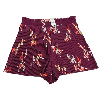 Ann Taylor NWT Purple Plum Tart Floral Pleated Smocked High Waist Short Size 4