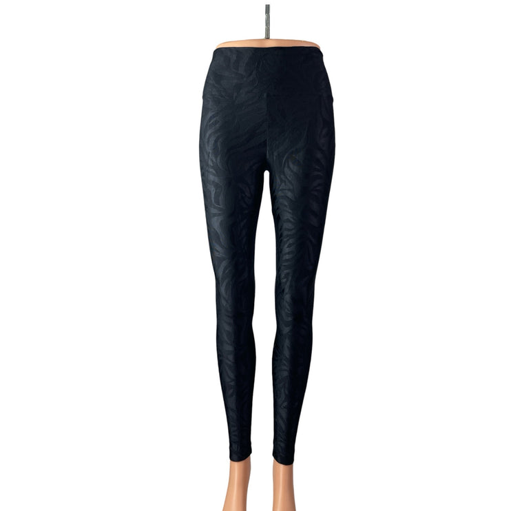 Koral Womens Black Jacquard Textured Yoga Running Athletic Leggings Pants Size S