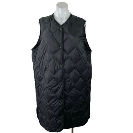 Uniqlo Ultra Light Down Black Quilted Sleeveless Long Tank Sweater Vest Top Sz L