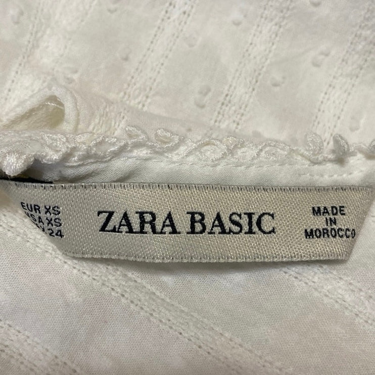 Zara Women's White Ruffle Sleeveless V-neck Peplum Crop Blouse Tank Top Size XS