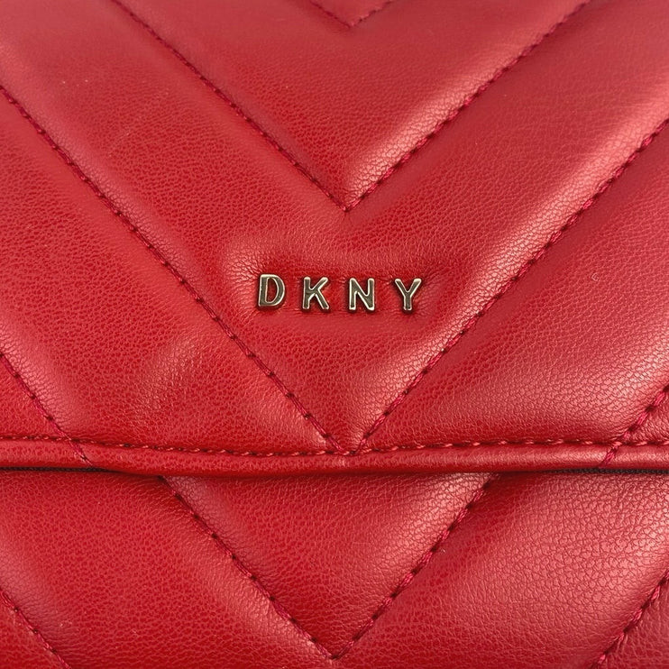 DKNY Veronica WOC Red Leather Quilted Crossbody Wallet Mini Purse Crossbody OS