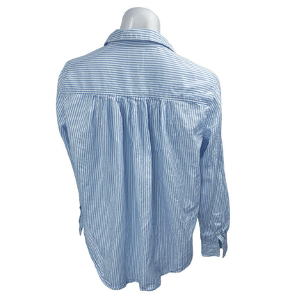 Gap Women's Blue White Striped Collar Button Long Sleeve Blouse Shirt Top Sz XS