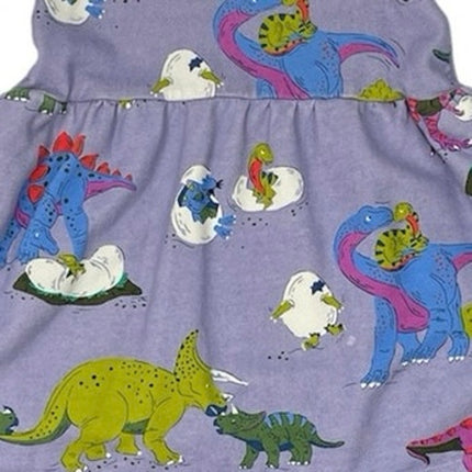 Mini Boden Kids Girls Purple Loopback Dino Long Sleeve Sweatshirt Dress Size 6-7