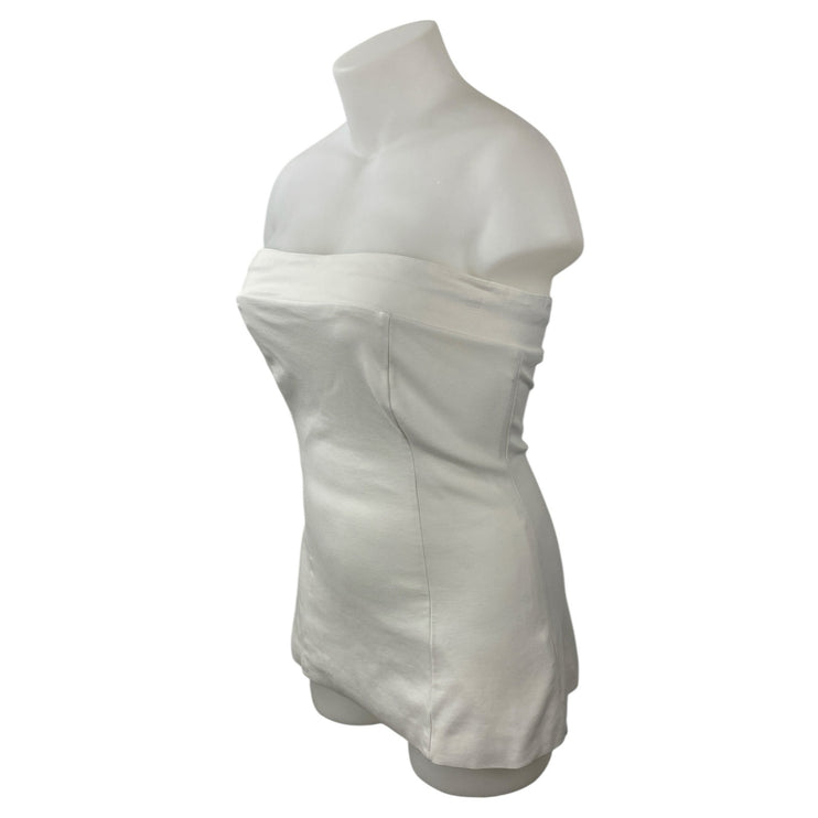 RNWY Women's White Strapless Tube Bandeau Fitted Bustier Mini Bodycon Dress Sz L