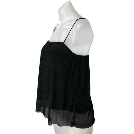Cotton Candy LA Black Sleeveless Square Neck Plisse Cami Camisole Tank Top Sz S