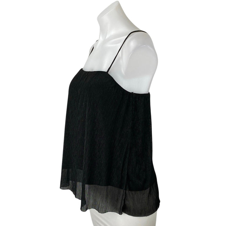 Cotton Candy LA Black Sleeveless Square Neck Plisse Cami Camisole Tank Top Sz S