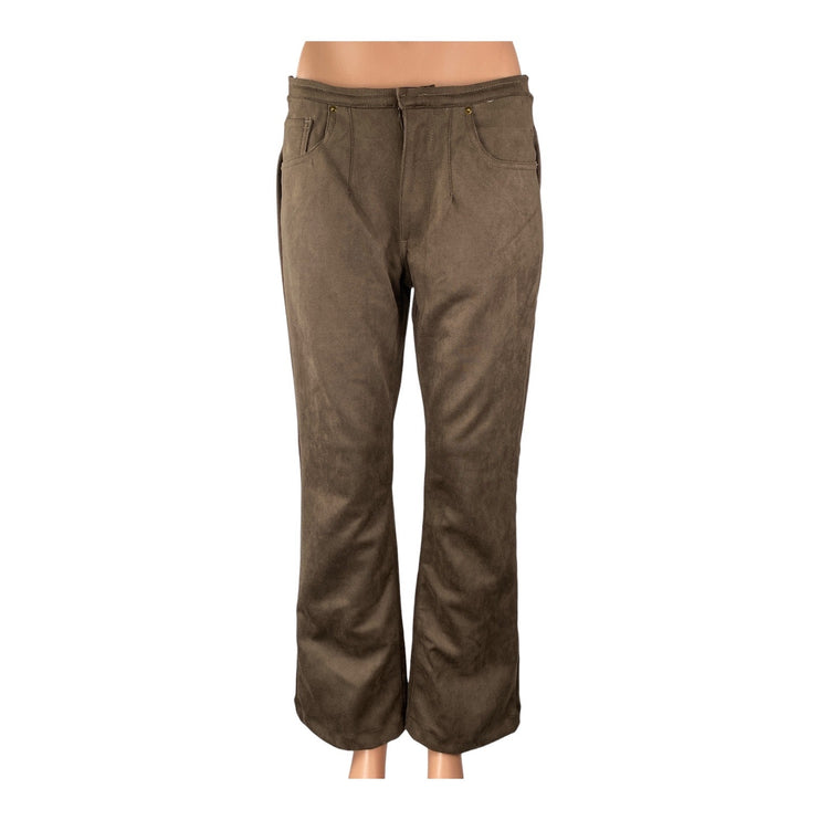 NEW Lioness Womens Brown Pleated Mid Rise Flare Bootcut Trousers Pants Size M