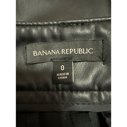 Banana Republic Black Faux Leather High Waisted Pleated Tapered Trousers Pants 0