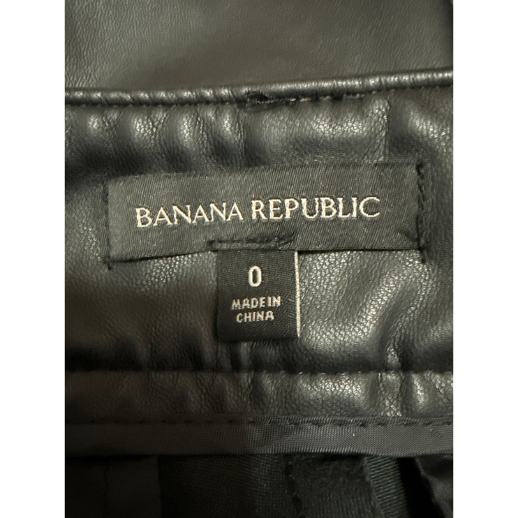 Banana Republic Black Faux Leather High Waisted Pleated Tapered Trousers Pants 0