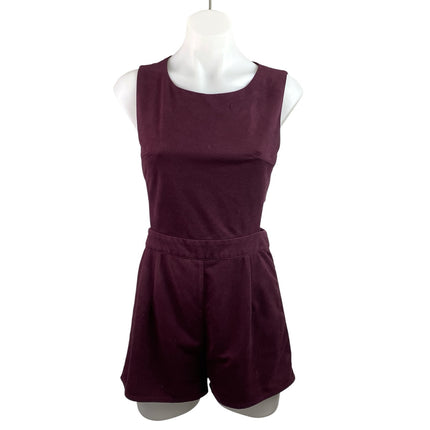 She + Sky Womens Maroon Sleeveless Cutout Active Athleisure Jumpsuit Romper Sz S