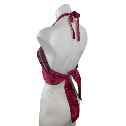 Women's Multicolor Floral Sleeveless Halter Neck Tie Bralette Crop Tank Top S/M
