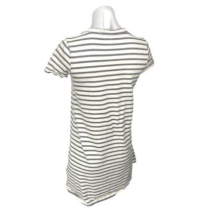 Madewell White Striped Crewneck Short Sleeve Casual Mini T-shirt Dress Size XXS