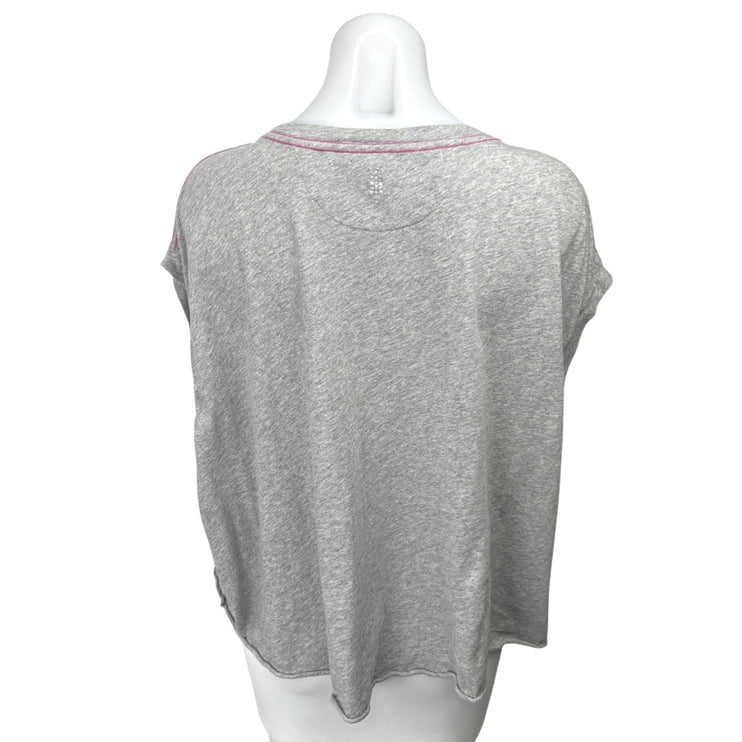 Free People FP Movement Gray Drop Shoulder Scoop Neck T Shirt Tee Top Size S