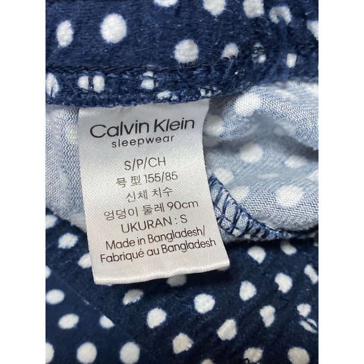 Calvin Klein Women's Navy Blue Polka Dots Straight Leg Sleepwear Pajama Pants S