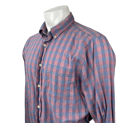 Faherty Men's Purple Plaid Gingham Check Long Sleeve Button Down Shirt Top L