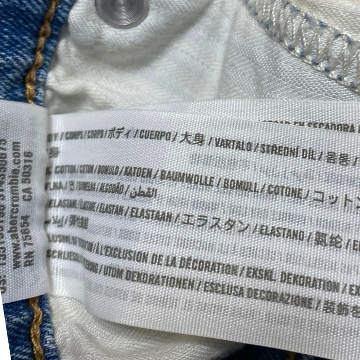 Abercrombie & Fitch Ultra High Rise Mom Blue Distressed Denim Jeans Size 27