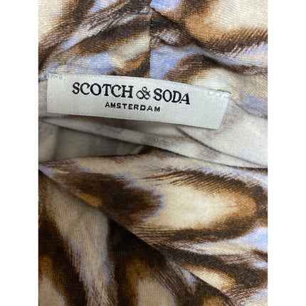 Scotch & Soda Women's Feather Print V Neck Long Sleeve Shirt Blouse Top Size S