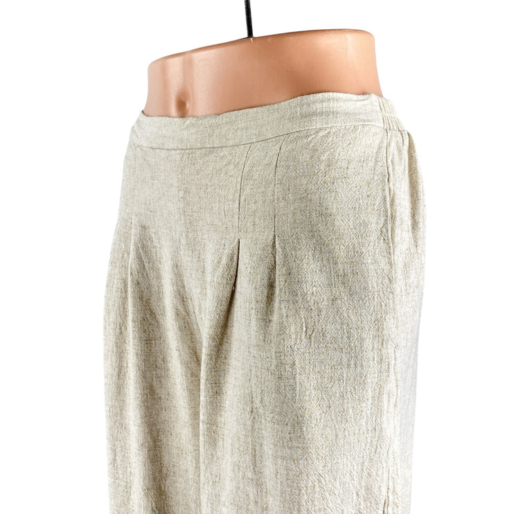 Fashion Nova Women's Beige High Waisted Pleated Wide Leg Trousers Pants Size M