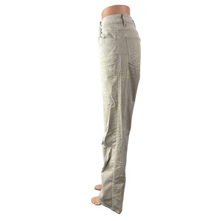 Outfitbook Women's Beige Corduroy High Waisted Straight Leg Trousers Pants M