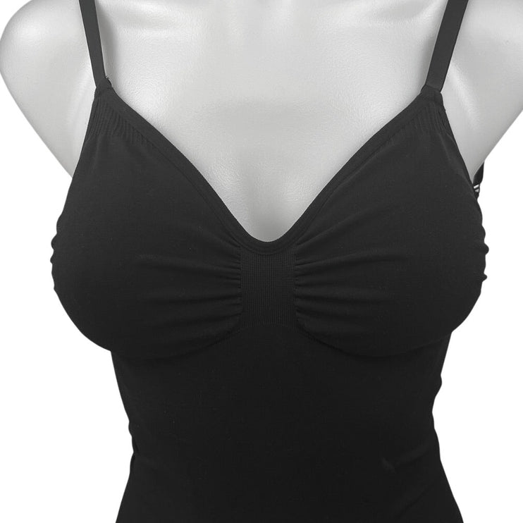 SKIMS Black Seamless Sculpt Sleeveless Spaghetti Strap Thong Bodysuit Top Size L