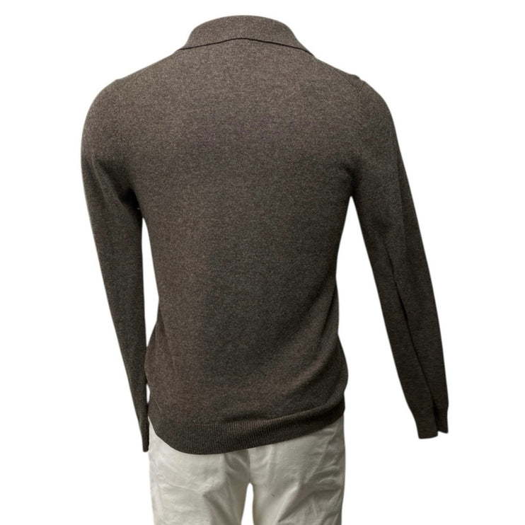 Reiss Men's Brown Long Sleeve Collared Polo V Neck Sweatshirt Sweater Top Size S