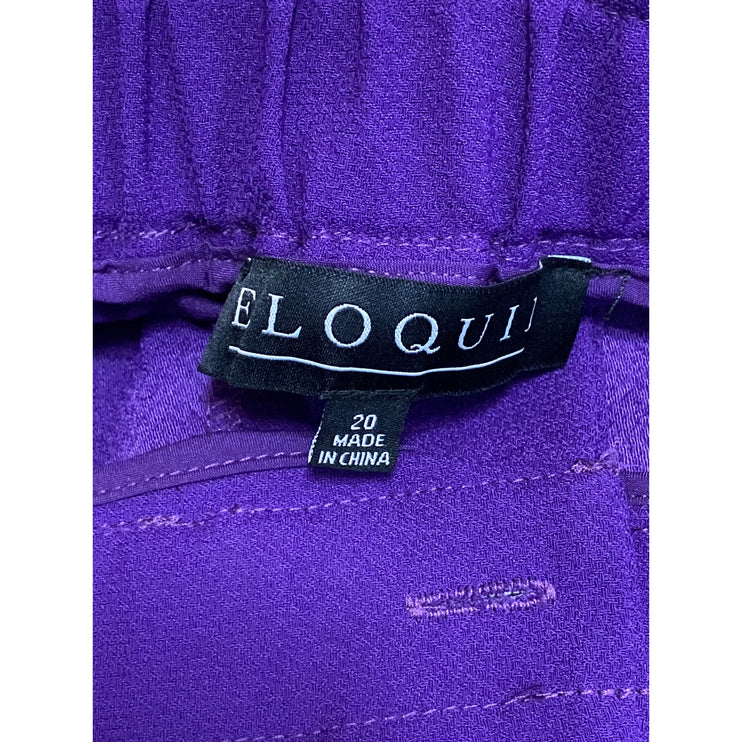 Eloquii Women's Purple High Waisted Tie Front Wide Leg Trousers Pants Size 20