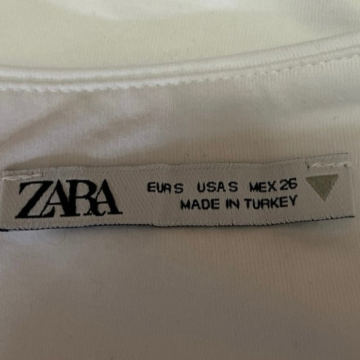 Zara Women's White Crew Neck Sleeveless Stretchable One Piece Bodysuit Top Sz S