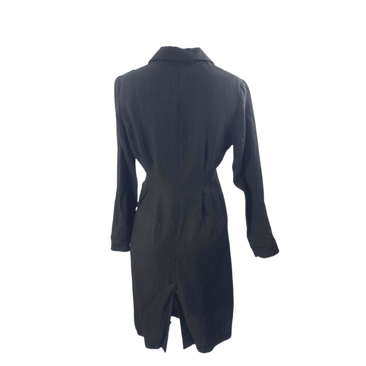 ASTR The Label Reed Black Linen Long Sleeve Midi Pencil Sheath Blazer Dress XS