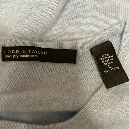 Lord & Taylor Two Ply Cashmere Women's Light Blue Sleeveless Sweater Tank Top L