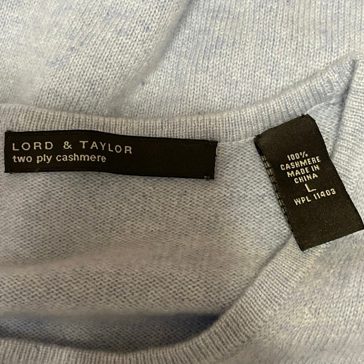 Lord & Taylor Two Ply Cashmere Women's Light Blue Sleeveless Sweater Tank Top L
