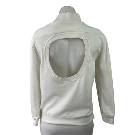 Varley White Mock Neck Cutout Open Back Long Sleeve Pullover Sweater Top Size S