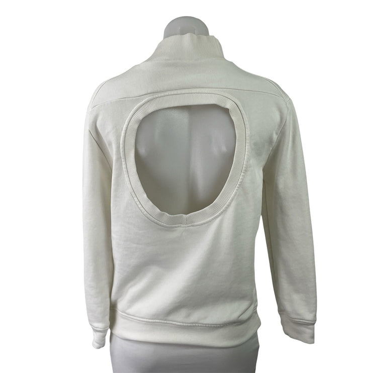 Varley White Mock Neck Cutout Open Back Long Sleeve Pullover Sweater Top Size S