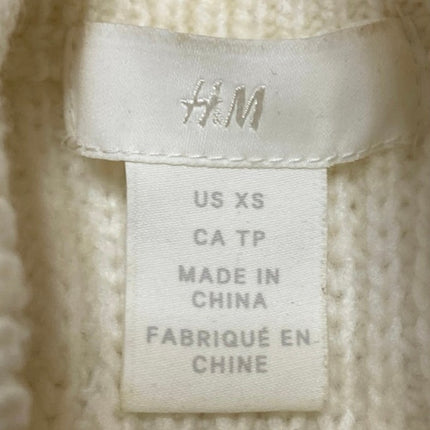 H&M Women's Cream Long Sleeve Pearl Beaded Turtleneck Knit Sweater Top Size XS