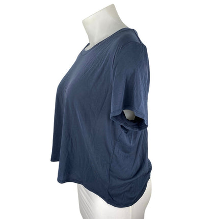NEW Monki Women's Blue Crewneck Short Sleeve Casual Crop Tee T-shirt Top Sz XXL