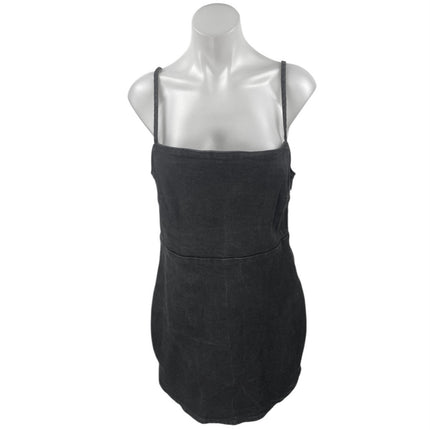 Zara Women's Black Sleeveless Cami Camisole Mini Tank Denim Jean Dress Size L