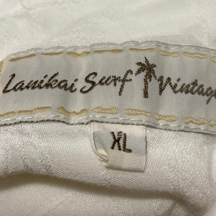 Lanikai Surf Vintage White Short Sleeve Pocket Button Down Shirt Top Size XL