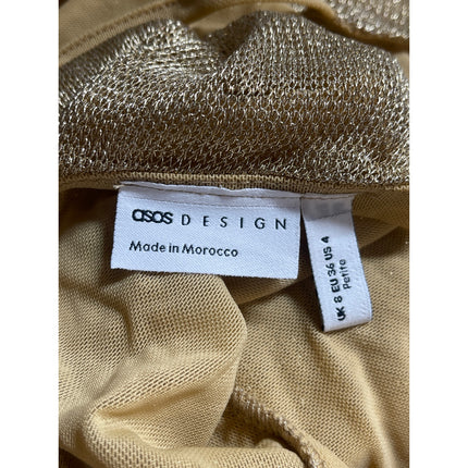 ASOS Gold Sheer Chainmail Square Neck Strappy Cami Camisole Mini Tank Dress Sz 4